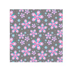 Seamless Pattern Flowers Pink Small Satin Scarf (square) by HermanTelo
