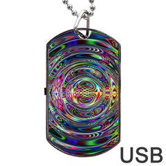 Wave Line Colorful Brush Particles Dog Tag Usb Flash (one Side) by HermanTelo