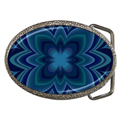 Blue Geometric Flower Dark Mirror Belt Buckles by HermanTelo