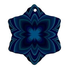 Blue Geometric Flower Dark Mirror Snowflake Ornament (two Sides) by HermanTelo