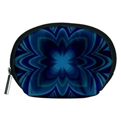 Blue Geometric Flower Dark Mirror Accessory Pouch (medium) by HermanTelo