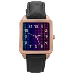 Abstract Background Plaid Rose Gold Leather Watch 