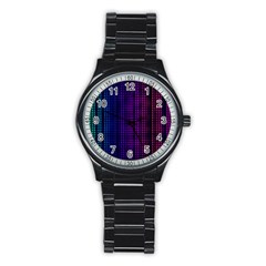 Abstract Background Plaid Stainless Steel Round Watch by HermanTelo