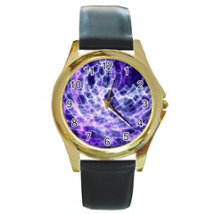 Abstract Background Space Round Gold Metal Watch by HermanTelo