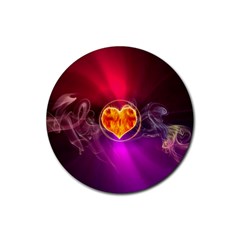 Flame Heart Smoke Love Fire Rubber Coaster (round)  by HermanTelo