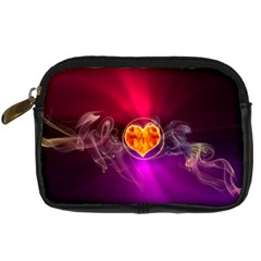 Flame Heart Smoke Love Fire Digital Camera Leather Case by HermanTelo