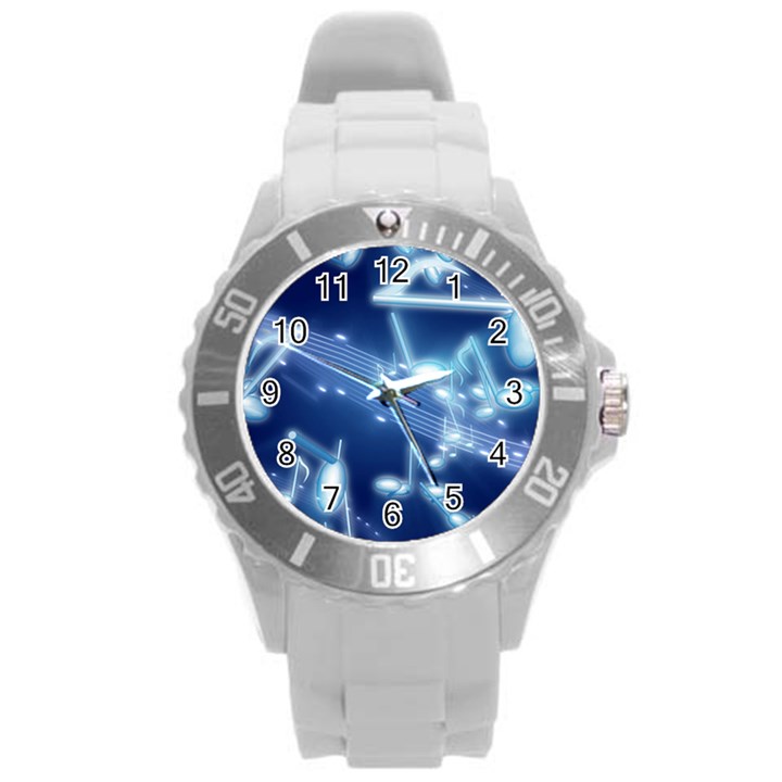 Music Sound Musical Love Melody Round Plastic Sport Watch (L)