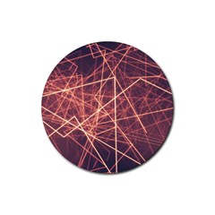 Light Fiber Black Fractal Art Rubber Coaster (round)  by HermanTelo