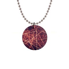 Light Fiber Black Fractal Art 1  Button Necklace