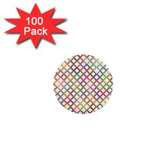 Grid Colorful Multicolored Square 1  Mini Buttons (100 Pack)  by HermanTelo