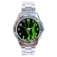 Smoke Flame Abstract Green Stainless Steel Analogue Watch by HermanTelo