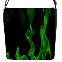 Smoke Flame Abstract Green Flap Closure Messenger Bag (s)
