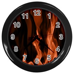 Smoke Flame Abstract Orange Red Wall Clock (black) by HermanTelo