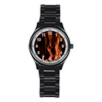 Smoke Flame Abstract Orange Red Stainless Steel Round Watch Front