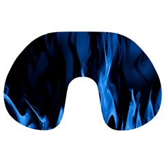 Smoke Flame Abstract Blue Travel Neck Pillows by HermanTelo