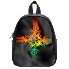 Smoke Rainbow Abstract Fractal School Bag (small) by HermanTelo