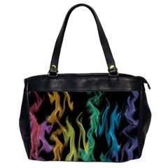 Smoke Rainbow Colors Colorful Fire Oversize Office Handbag (2 Sides) by HermanTelo