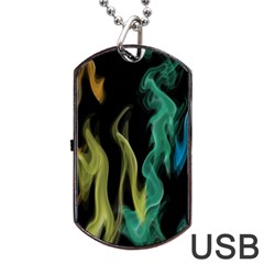 Smoke Rainbow Colors Colorful Fire Dog Tag Usb Flash (two Sides) by HermanTelo