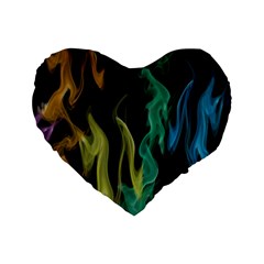Smoke Rainbow Colors Colorful Fire Standard 16  Premium Heart Shape Cushions