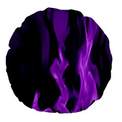 Smoke Flame Abstract Purple Large 18  Premium Round Cushions by HermanTelo