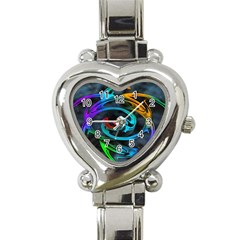 Rainbow Fractal Clouds Stars Heart Italian Charm Watch by HermanTelo