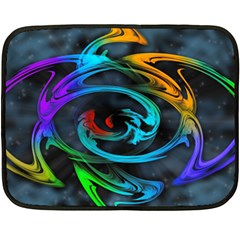 Rainbow Fractal Clouds Stars Double Sided Fleece Blanket (mini)  by HermanTelo