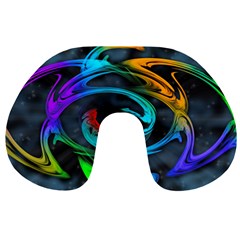 Rainbow Fractal Clouds Stars Travel Neck Pillows by HermanTelo