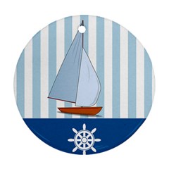 Yacht Boat Nautical Ship Ornament (round) by HermanTelo