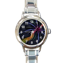 Stars Space Firework Burst Light Round Italian Charm Watch by HermanTelo