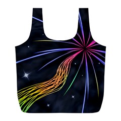 Stars Space Firework Burst Light Full Print Recycle Bag (l) by HermanTelo