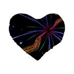 Stars Space Firework Burst Light Standard 16  Premium Flano Heart Shape Cushions Front