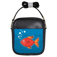 Sketch Nature Water Fish Cute Girls Sling Bag by HermanTelo