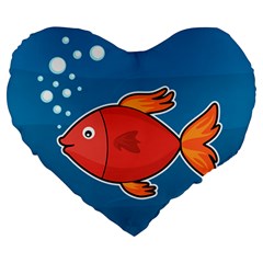 Sketch Nature Water Fish Cute Large 19  Premium Heart Shape Cushions by HermanTelo