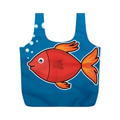 Sketch Nature Water Fish Cute Full Print Recycle Bag (m)