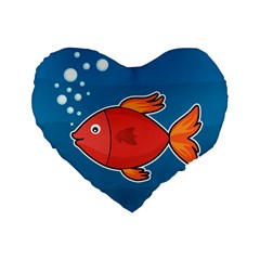 Sketch Nature Water Fish Cute Standard 16  Premium Flano Heart Shape Cushions