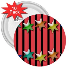 Star Christmas Greeting 3  Buttons (10 Pack)  by HermanTelo