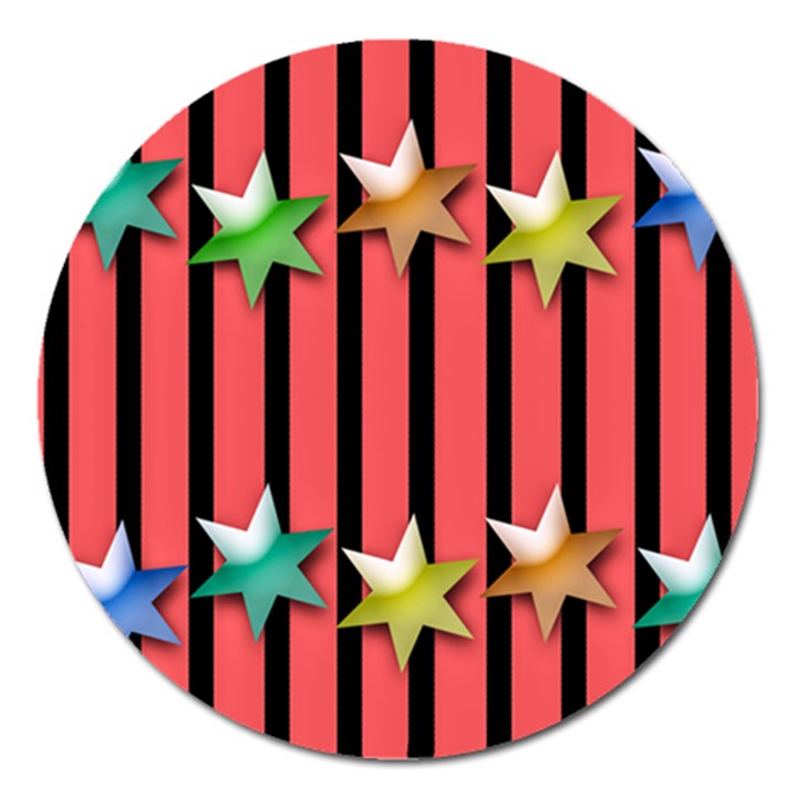 Star Christmas Greeting Magnet 5  (Round)