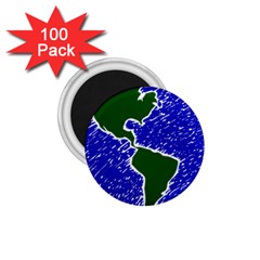 Globe Drawing Earth Ocean 1 75  Magnets (100 Pack)  by HermanTelo