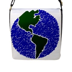 Globe Drawing Earth Ocean Flap Closure Messenger Bag (l)