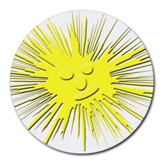 Smilie Sun Emoticon Yellow Cheeky Round Mousepads