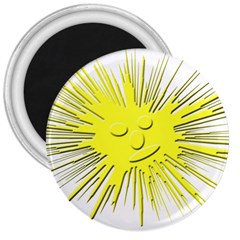 Smilie Sun Emoticon Yellow Cheeky 3  Magnets by HermanTelo