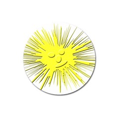 Smilie Sun Emoticon Yellow Cheeky Magnet 3  (round) by HermanTelo