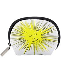 Smilie Sun Emoticon Yellow Cheeky Accessory Pouch (small) by HermanTelo