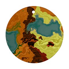 Map Geography World Yellow Round Ornament (two Sides)