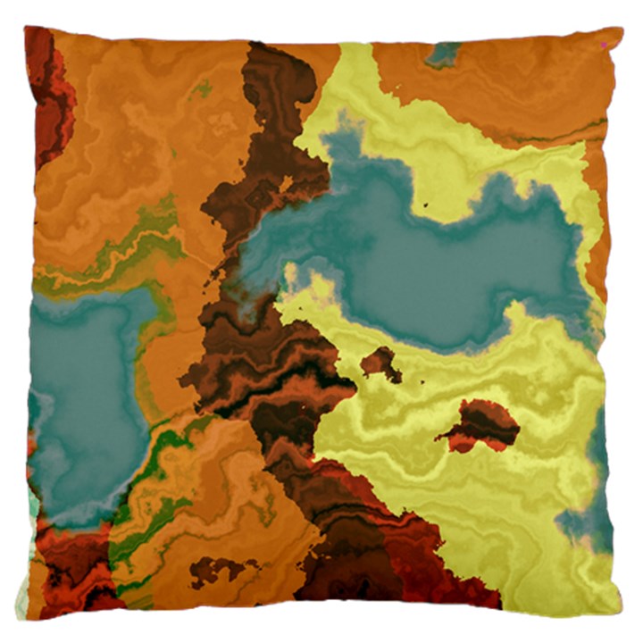 Map Geography World Yellow Large Flano Cushion Case (Two Sides)