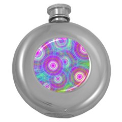 Circle Colorful Pattern Background Round Hip Flask (5 Oz) by HermanTelo