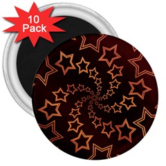 Gold Stars Spiral Chic 3  Magnets (10 Pack)  by HermanTelo