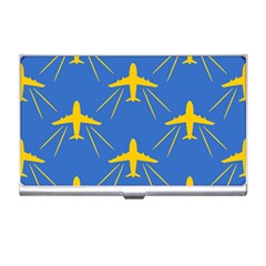 Aircraft Texture Blue Yellow Business Card Holder