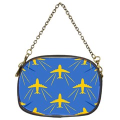 Aircraft Texture Blue Yellow Chain Purse (two Sides) by HermanTelo