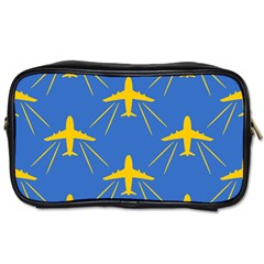 Aircraft Texture Blue Yellow Toiletries Bag (one Side) by HermanTelo